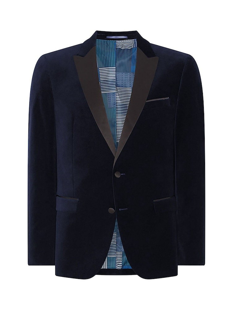Remus Uomo Blue Slim Fit Velvet Jacket - Image 6 of 6