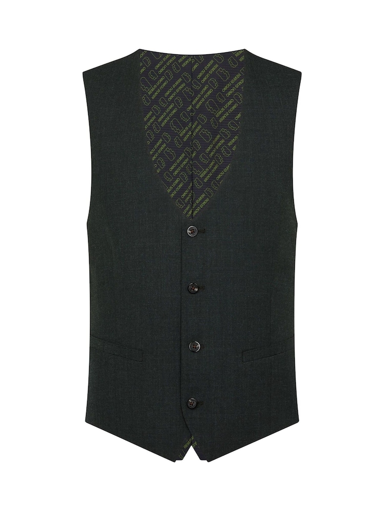 Remus Uomo Green Tapered Fit Stretch Waistcoat - Image 1 of 1