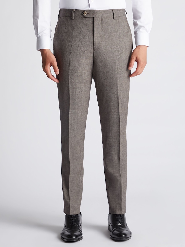 Remus Uomo Brown Tapered Fit Wool Rich Trousers - Image 1 of 7