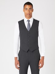 Remus Uomo Grey Tapered Fit Polyviscose Stretch Waistcoat - Image 1 of 5