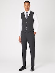 Remus Uomo Grey Tapered Fit Polyviscose Stretch Waistcoat - Image 2 of 5