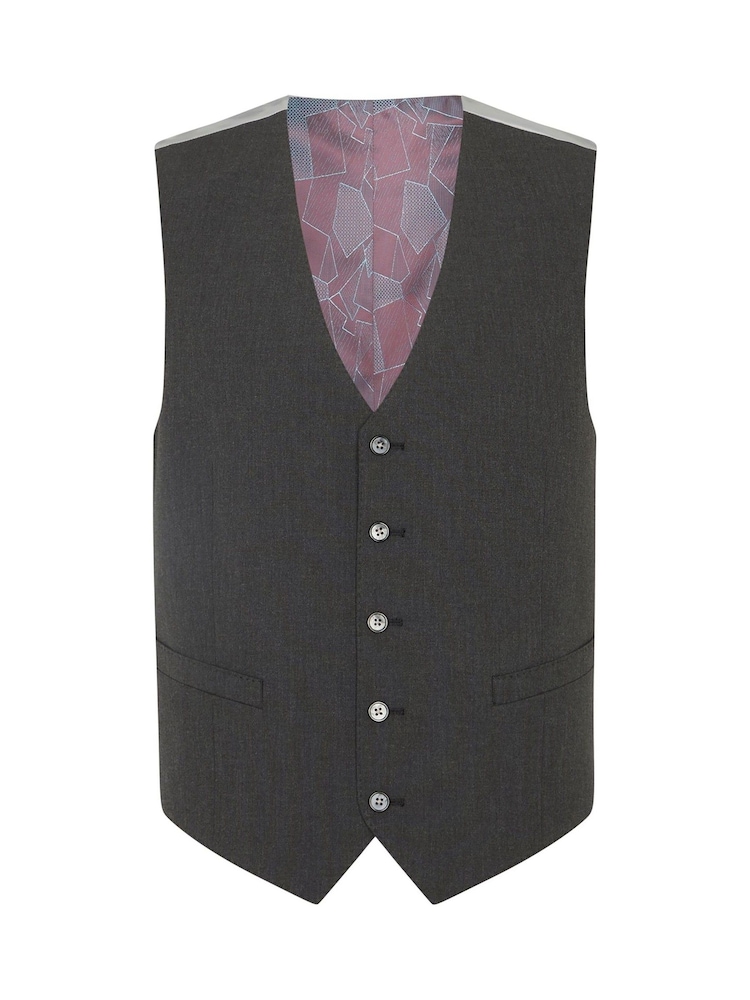Remus Uomo Grey Tapered Fit Polyviscose Stretch Waistcoat - Image 5 of 5