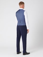 Remus Uomo Blue Tapered Fit Stretch Waistcoat - Image 3 of 5