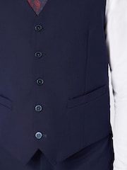 Remus Uomo Blue Tapered Fit Stretch Waistcoat - Image 4 of 5