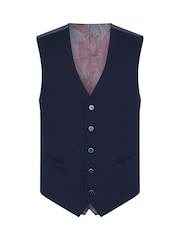 Remus Uomo Blue Tapered Fit Stretch Waistcoat - Image 5 of 5