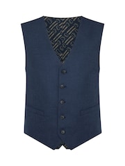 Remus Uomo Blue Tapered Fit Stretch Waistcoat - Image 1 of 1