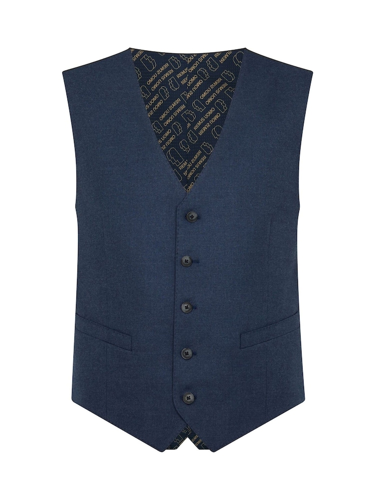 Remus Uomo Blue Tapered Fit Stretch Waistcoat - Image 1 of 1