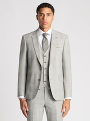 Remus Uomo Grey Tapered Fit Checked Wool Rich Mix And Match Suit Jacket - Image 1 of 6