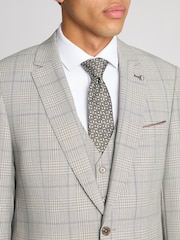 Remus Uomo Grey Tapered Fit Checked Wool Rich Mix And Match Suit Jacket - Image 2 of 6