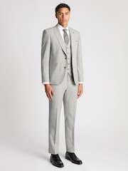 Remus Uomo Grey Tapered Fit Checked Wool Rich Mix And Match Suit Jacket - Image 3 of 6