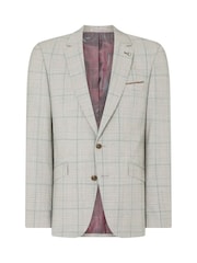 Remus Uomo Grey Tapered Fit Checked Wool Rich Mix And Match Suit Jacket - Image 6 of 6