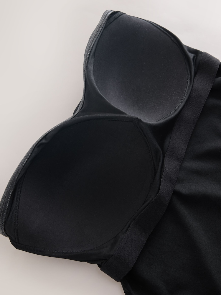 Preto - Top Bandeau de microfibra com suporte oculto - Imagem 10 de 10