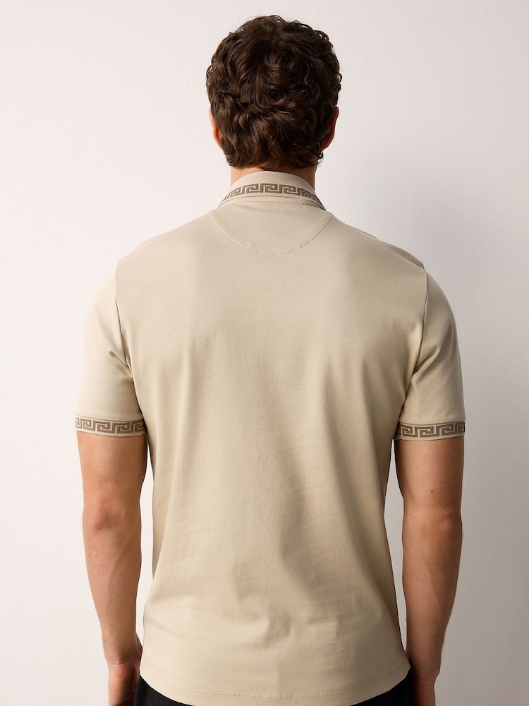 Neutral Stone Short Sleeve Smart Collar Polo Shirt - Image 3 of 7