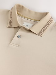 Neutral Stone Short Sleeve Smart Collar Polo Shirt - Image 6 of 7