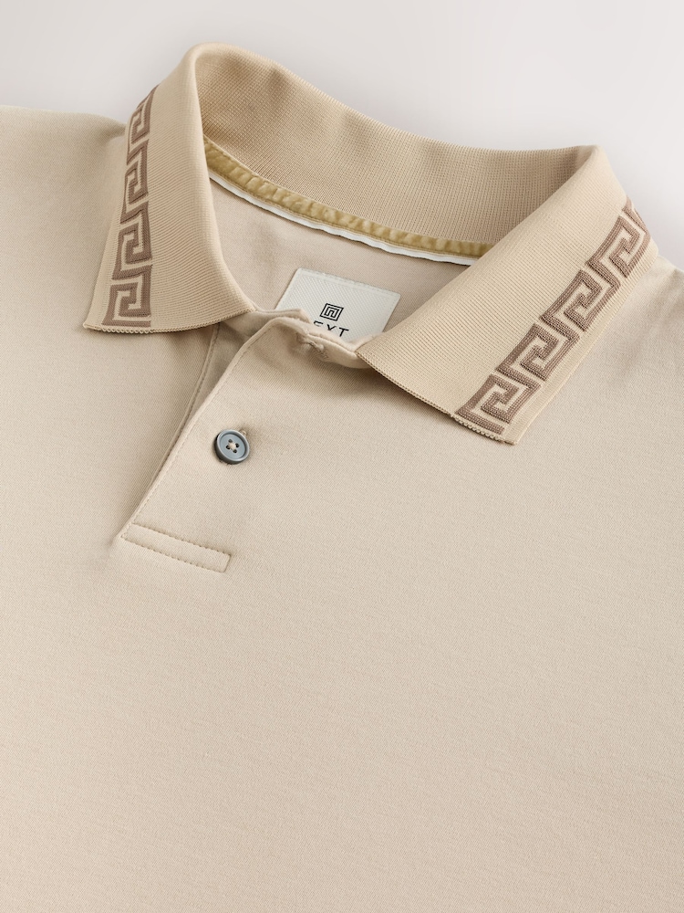Neutral Stone Short Sleeve Smart Collar Polo Shirt - Image 6 of 7