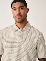 Zwart/wit - Polo met textuur - Image 1 of 4