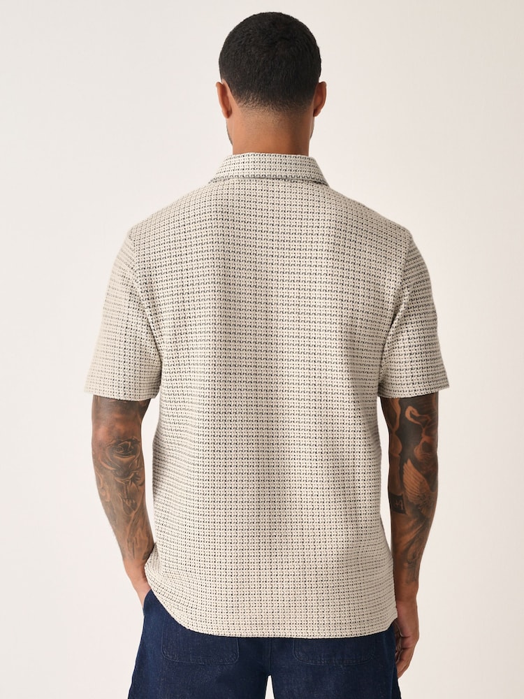 Zwart/wit - Polo met textuur - Image 3 of 4