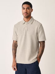 Zwart/wit - Polo met textuur - Image 4 of 4