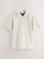 Black/White Textured Polo Shirt - Image 5 of 7