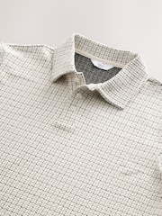 Black/White Textured Polo Shirt - Image 6 of 7