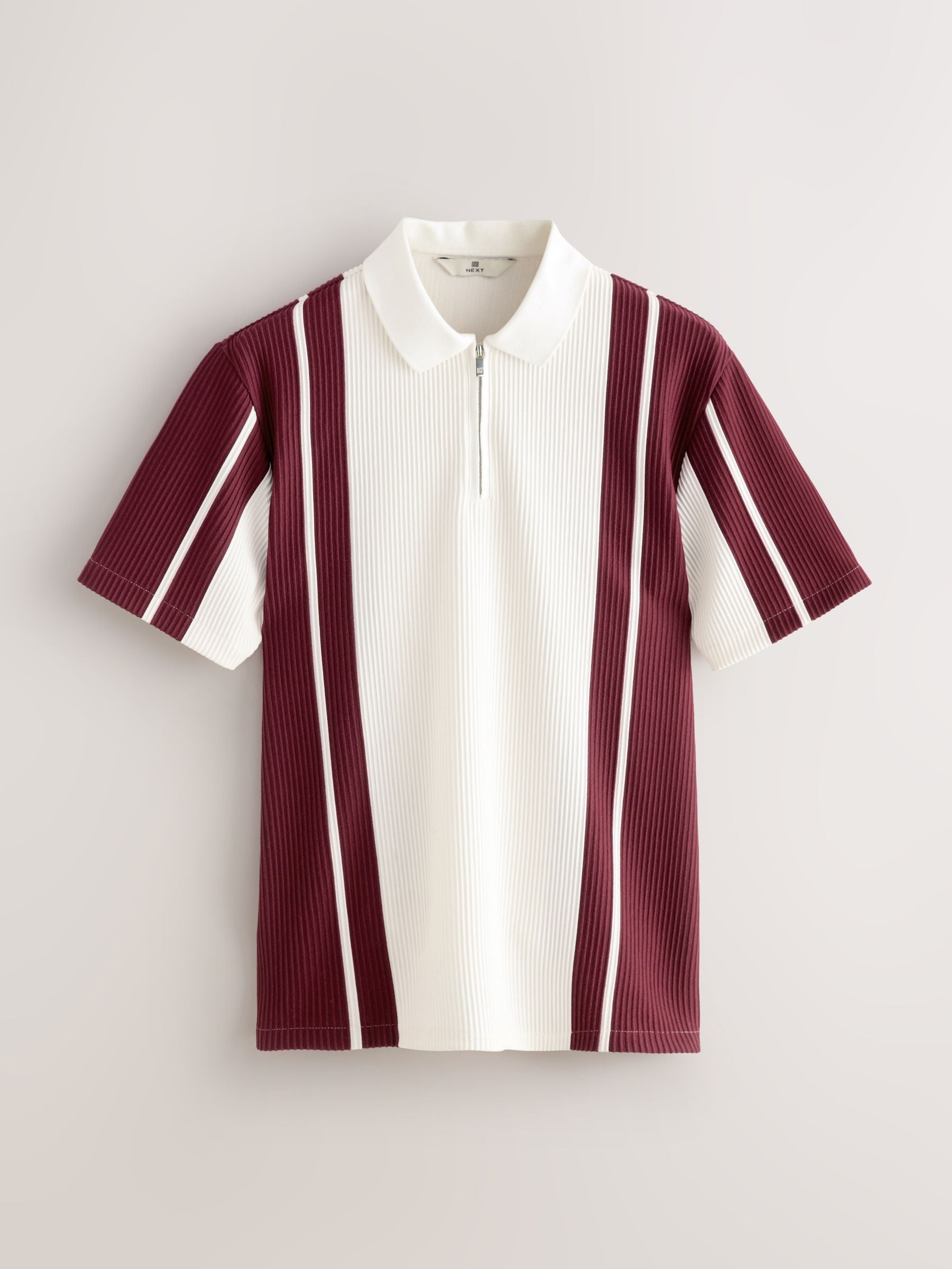 Buy Burg/White Vertical Stripe Quarter Zip Polo Shirt from Next USA