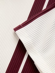 Burg/White Vertical Stripe Quarter Zip Polo Shirt - Image 6 of 7