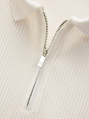 Burg/White Vertical Stripe Quarter Zip Polo Shirt - Image 7 of 7