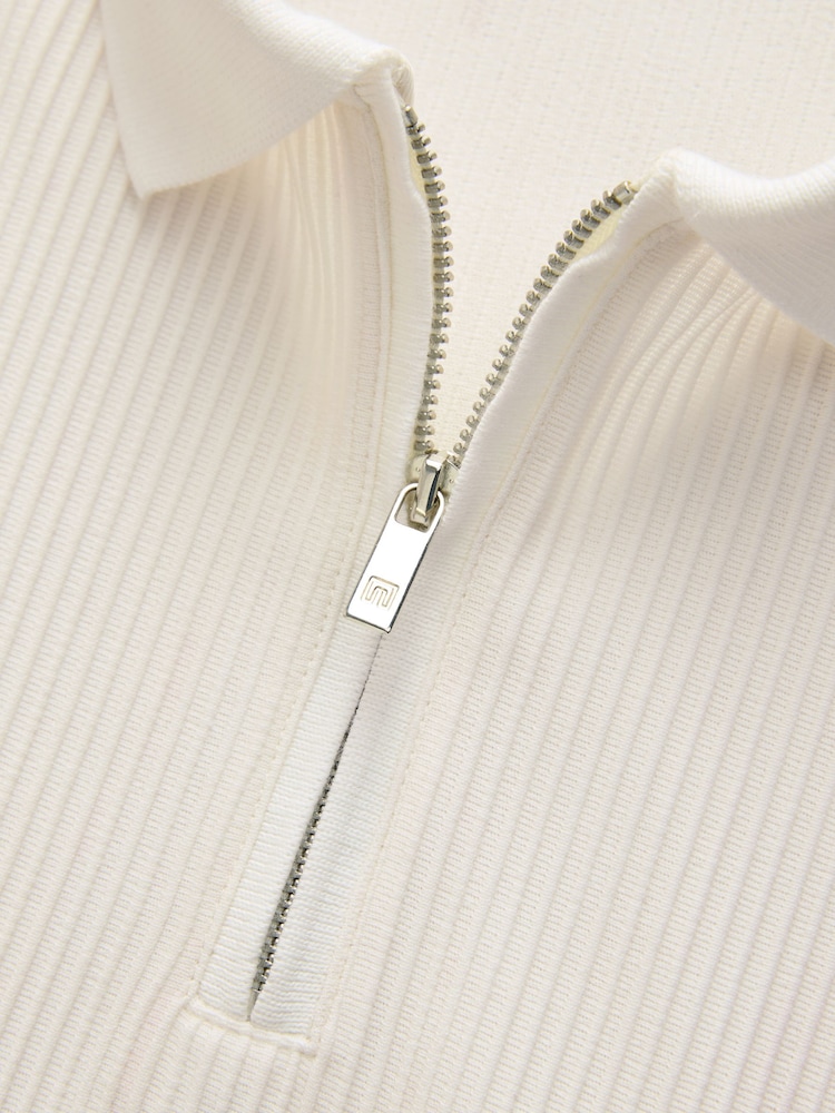 Burg/White Vertical Stripe Quarter Zip Polo Shirt - Image 7 of 7