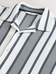 Grey Textured Stripe Jersey Shirt - Image 6 of 7