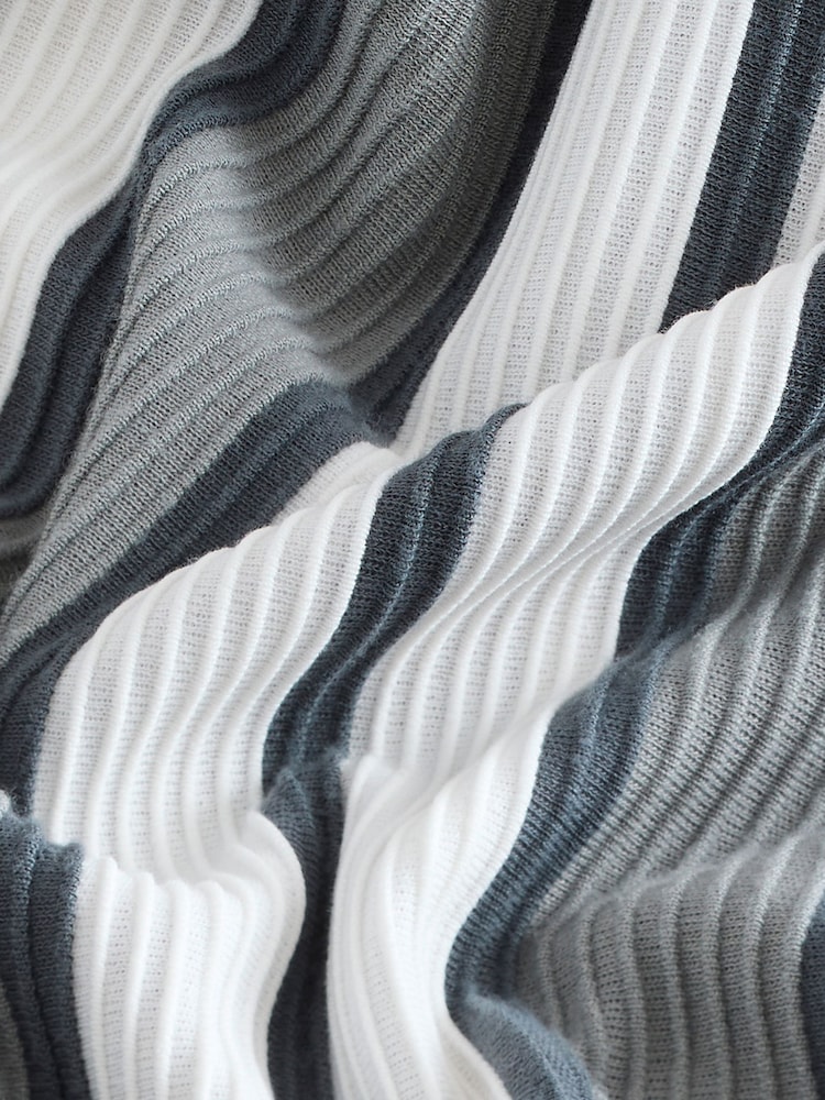 Grey Textured Stripe Jersey Shirt - Image 7 of 7