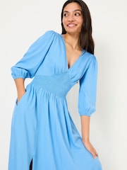 FatFace Bright Blue Rene Textured Midi Dress - Image 4 of 5
