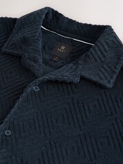 Navy Textured Towelling Shirt - Image 10 of 10