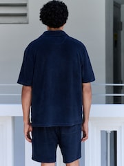 Navy Textured Towelling Shirt - Image 2 of 10