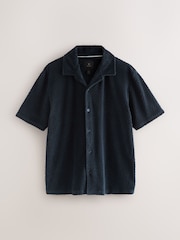 Navy Textured Towelling Shirt - Image 8 of 10