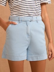 Love & Roses Bleach Wash Light Weight Extended Tab Tailored 100% Cotton Shorts - Image 2 of 4