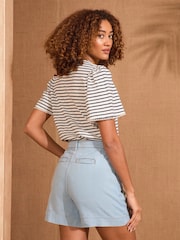 Love & Roses Bleach Wash Light Weight Extended Tab Tailored 100% Cotton Shorts - Image 4 of 4