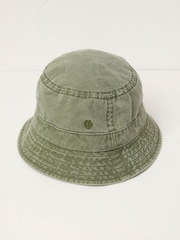FatFace Khaki Green Washed Bucket 100% Cotton Hat - Image 1 of 2