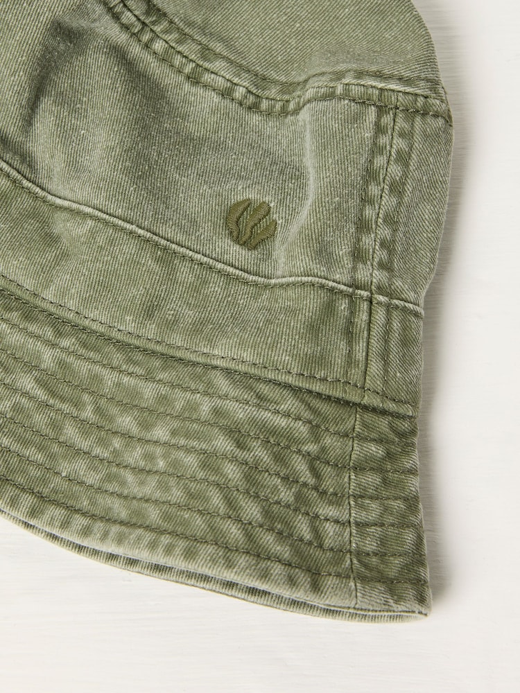 FatFace Khaki Green Washed Bucket 100% Cotton Hat - Image 2 of 2