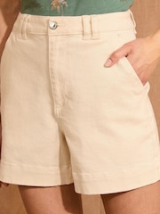 Love & Roses Ecru Tailored Denim Shorts - Image 1 of 4