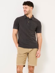 FatFace Washed Black Short Sleeve Slub Pique Polo - Image 1 of 4