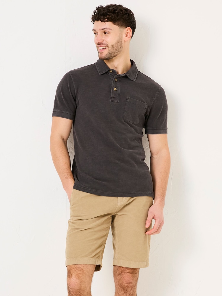 FatFace Washed Black Short Sleeve Slub Pique Polo - Image 1 of 4