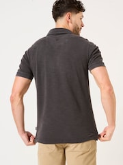 FatFace Washed Black Short Sleeve Slub Pique Polo - Image 2 of 4