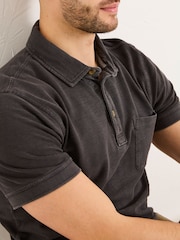 FatFace Washed Black Short Sleeve Slub Pique Polo - Image 3 of 4