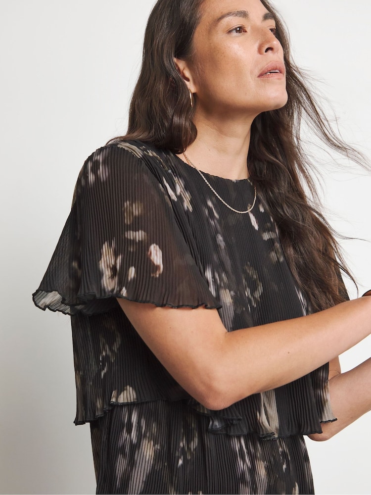 Joanna Hope Tiered Pleated Black Dress - Image 2 of 4
