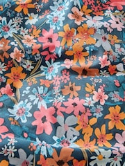 White/Blue Floral 100% Cotton Reversible Printed Duvet Cover and Pillowcase Set - Image 6 of 6