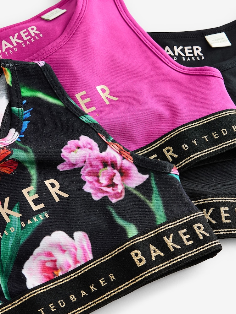 Berry/Noir - Baker by Ted Baker Crop Tops 3 Pack - Image 7 of 9