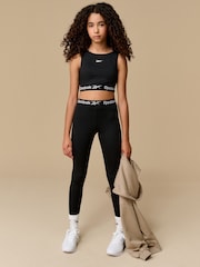 Reebok Girls Logo Tape Black Crop Top - Image 3 of 8