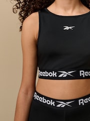 Reebok Girls Logo Tape Black Crop Top - Image 4 of 8