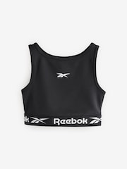 Reebok Girls Logo Tape Black Crop Top - Image 6 of 8