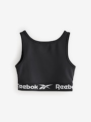 Reebok Girls Logo Tape Black Crop Top - Image 7 of 8